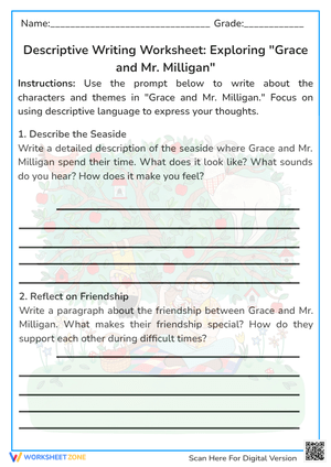 Grade 1 Descriptive Writing — Printable No-Prep Worksheet