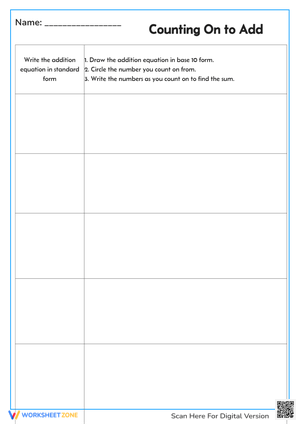 Counting On to Add Worksheet for Kids