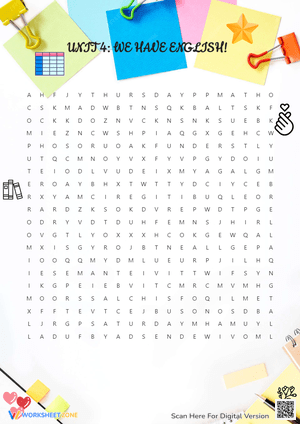 Grade 4 School Vocabulary — Printable No-Prep Worksheet