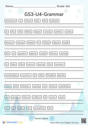 Grade 3 Sentence Scramble — Printable No-Prep Worksheet