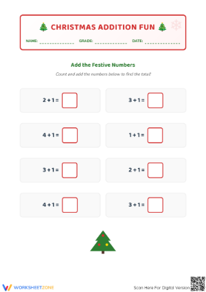 Basic Addition Worksheet | Grade K Math Printable