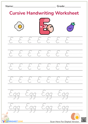 Cursive 'E' Practice: Easy Handwriting Worksheet for Kids!