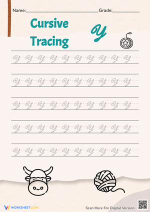 Cursive Uppercase Y Practice - Handwriting Worksheet