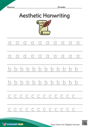 Aesthetic Handwriting Practice Worksheet for Beginners