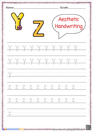 Aesthetic Y and Z Letter Practice