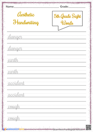 Aesthetic 5th Grade Sight Words - Writing Practice
