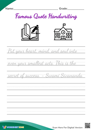 Gandhi Quote Handwriting Practice - Aesthetic Penmanship Grades 3-6