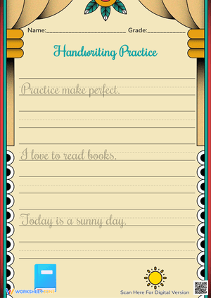 Aesthetic Handwriting Practice: Simple Sentences - Grades 1-3