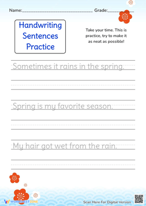 Spring Sentences: Aesthetic Handwriting Practice