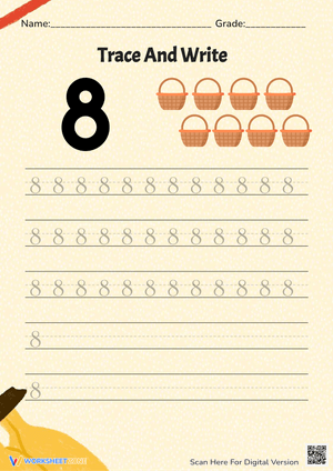 Number 8 Practice: Trace and Write