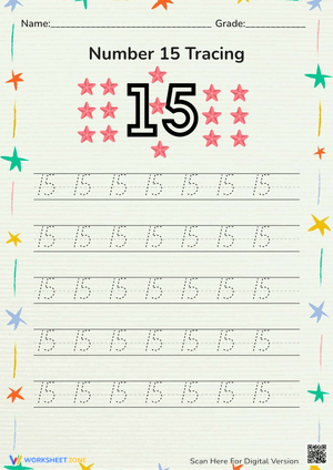 Trace & Learn Number 15: Counting Fun Worksheet