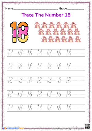 Number 18 Tracing: Free and Fun!