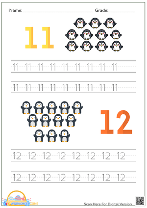 Number Tracing 11 and 12: Penguin Fun!