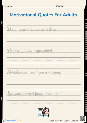 Adults Handwriting Practice: Motivational Quotes