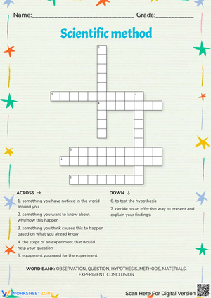 Scientific Method Crossword Puzzle