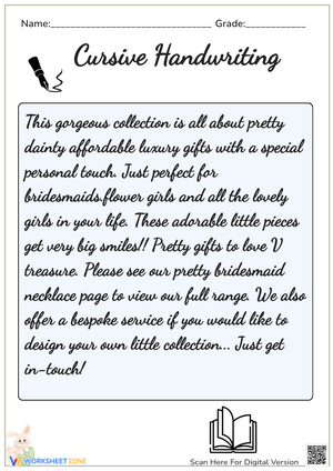 Cursive Practice: 'The Quick Brown Fox' - Handwriting Skills