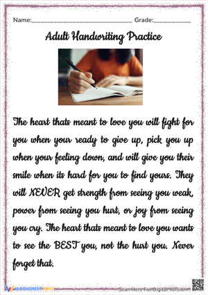 Motivational Adults Handwriting Practice Sheet