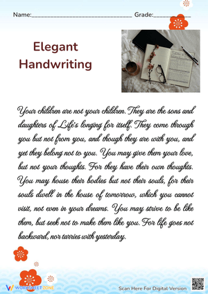 Kahlil Gibran Quote Handwriting Practice - Adults & Teens