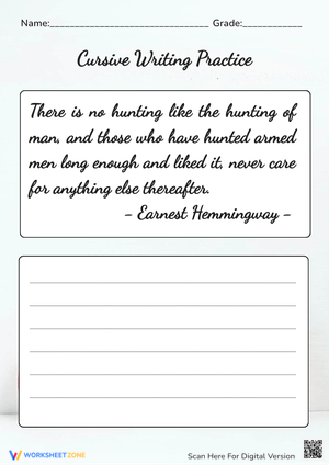 Cursive Practice for Adults With Hemingway's Quote