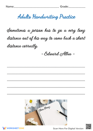 Cursive Handwriting Practice for Adults