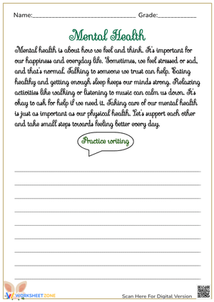 Mental Health: Adult Handwriting Practice