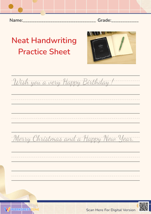 Neat Handwriting Practice: Holiday Greetings Sheet
