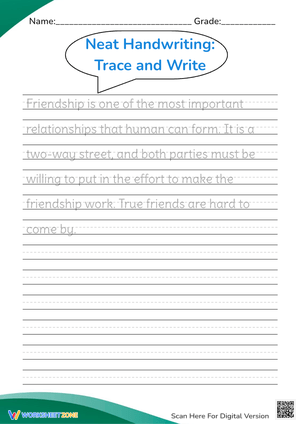 Friendship Handwriting Practice - Good Friend Traits!