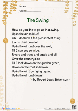 The Swing Poem Handwriting Practice - Grades 2-4 Penmanship