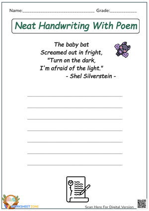 Shel Silverstein Poem Handwriting Practice - Grades 2-4