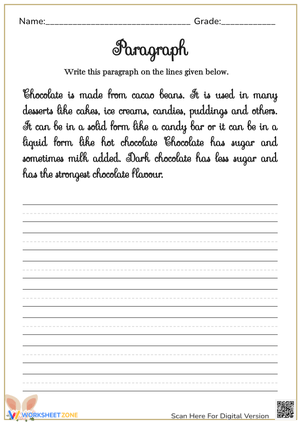 Chocolate Facts Neat Handwriting Practice