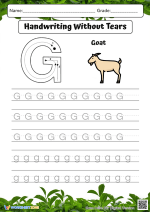 Letter G Handwriting Practice: Goat Theme - Pre-K, Kindergarten