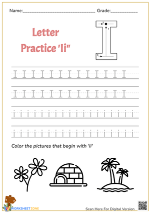 Letter I Handwriting Practice - Trace & Write for Beginners