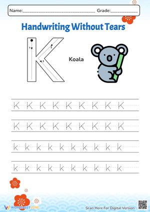 Letter K Handwriting Practice: Handwriting Without Tears