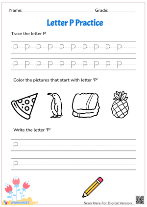 Playful Letter P: Handwriting Without Tears Worksheet