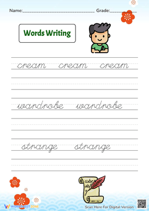 Cursive Word Mastery Worksheet | Grade 3-4 Essential