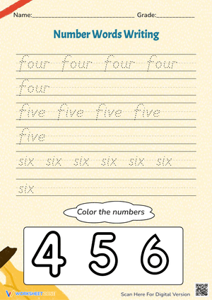 Handwriting Without Tears: Number Words 4-5-6 Practice Fun