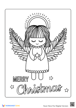 Christmas Angel Coloring Page for Adults
