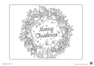 Festive Christmas Wreath Coloring Page for Adults