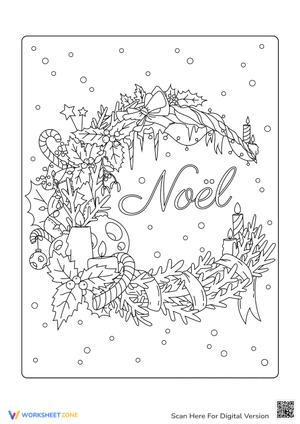 Festive Noel Christmas Coloring Page for Adults