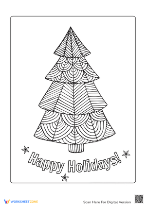 Christmas Coloring Page With Stylish Tree