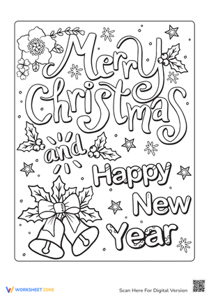 Christmas and New Year Coloring Page for Adults