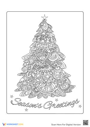 Detailed Christmas Tree Coloring for Adults