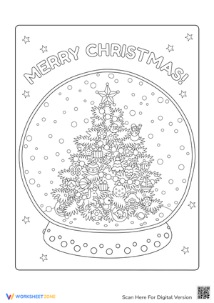 Christmas Coloring for Adults: Snow Globe Scene