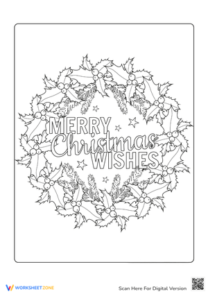Festive Wreath Coloring For Adults