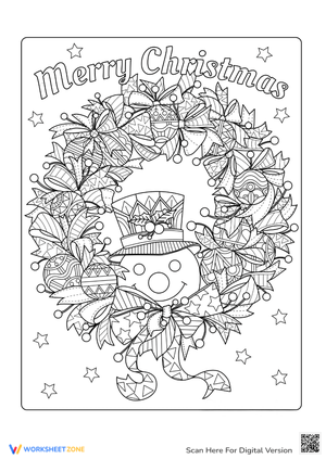 Jolly Wreath Coloring Page For Adults