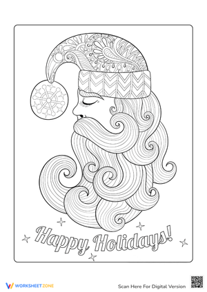 Santa Claus With Swirly Beard Coloring Sheet