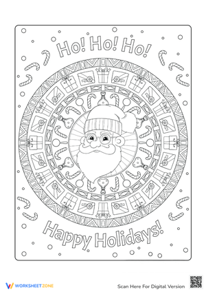 Festive Santa Coloring Page Mandala