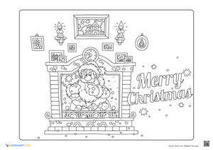 Santa in Chimney Coloring Page - Christmas Fun for Kids!
