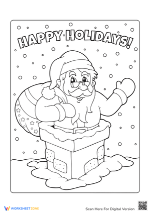 Santa in Chimney Coloring Sheet