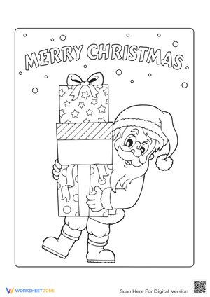 Santa Coloring Page: Holding Gifts - Fun Christmas Activity!